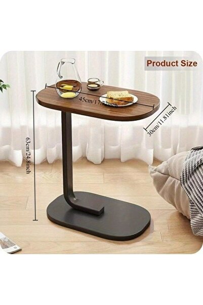 Roam shop C Shaped End Sofa and Bed, Side TV Tray for Living Room, Industrial Style Beside Table, 40*30CM