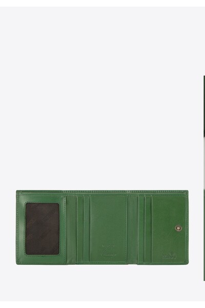 Wittchen Women's smooth leather wallet, double-sided, snap closure, green, leather