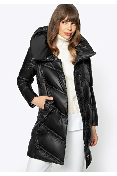 Wittchen Women's Down Jacket with High Collar Black Nylon