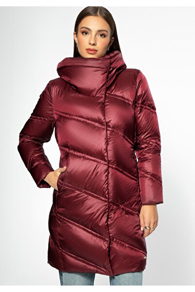 Wittchen Women's Down Jacket with High Collar Burgundy Burgundy Nylon