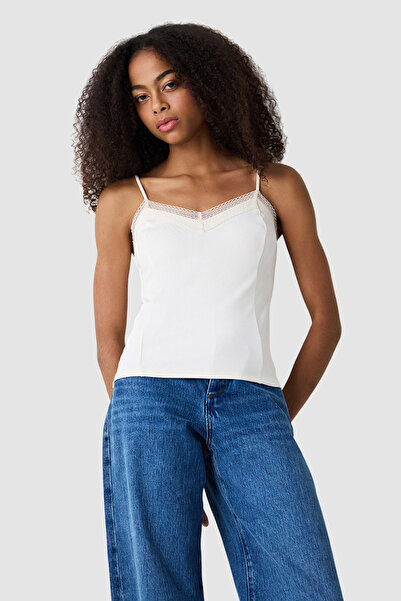 Penti Beige V-Neck Lace Slim Fit Camisole