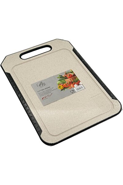 B&D لوح تقطيع فاخر من BanddTools، لون بيج مع حافة سوداء، سطح غير قابل للانزلاق، مقبض، 36×25.5×0.85 سم