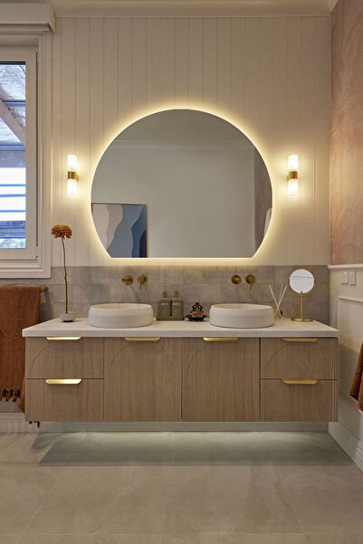 Fawdecor Premium Led Işıklı Şık ve Zarif Ayna Modern Tasarım Duvar Aynası Ban...