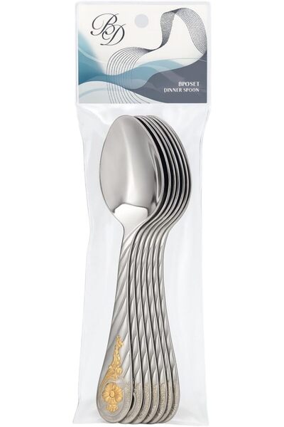 B&D Stainless Steel Dinner Spoons, Set of 6, Silver, Modern Style, 15 cm