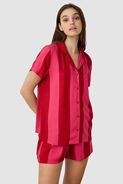 Penti Striped Shirt Collar Short Sleeve Shorts Pyjamas Set