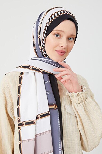 Levidor A.Vizon Zincir Desen Violet Medine İpeği Şal