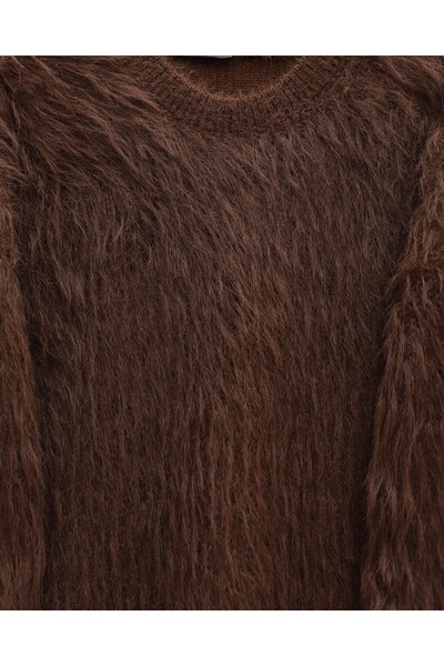 Modamorfo Round Neck Bearded Knitwear Sweater - Brown