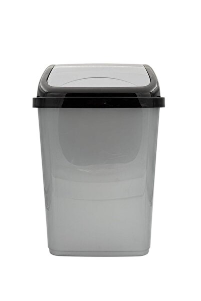 B&D Vittorio Plastic Trash Bin - Gray, 16 L, Swing Lid (23.5×30×44 cm)