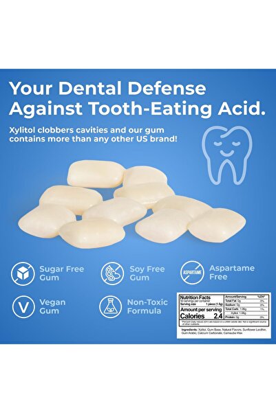 Epic Dental Xylitol Sweetened Peppermint Gum, 50 Pieces