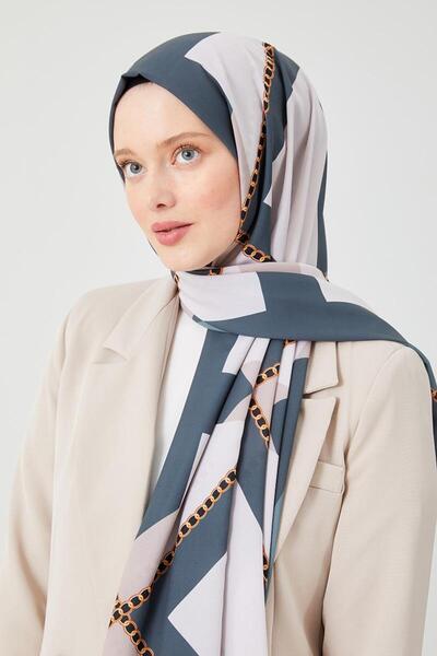 Levidor Petrol Yeşili Halka Desen Violet Medine İpeği Şal