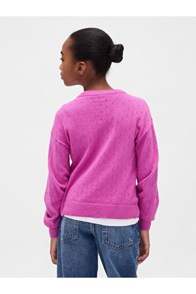 GAP Kız Çocuk Pembe CashSoft Relaxed Pointelle Kazak