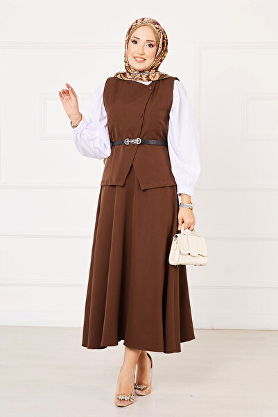 EBRUTESETTÜR Cross Buttoned Skirted Double Hijab Suit