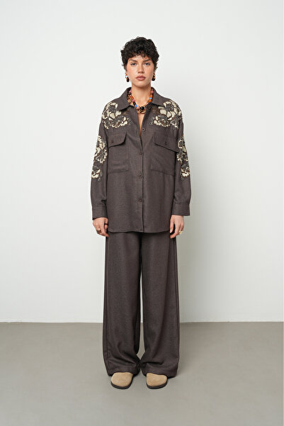 Orfeo Negro Γυναικείο μονόχρωμο μπουφάν με κέντημα και χάντρες