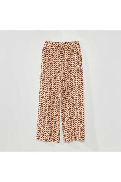 KİABİ بنطلون واسع الساق مطبوع AO BEIGE