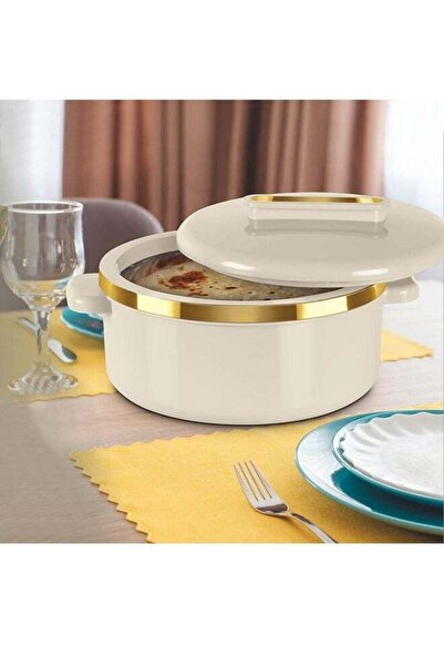 Badraig Set of 3 Inner Stainless Steel Hotpot (1000 ml, 1500 ml, 2500 ml) Beige/Gold