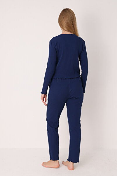 NBB Navy Blue Front Button Pajama Set