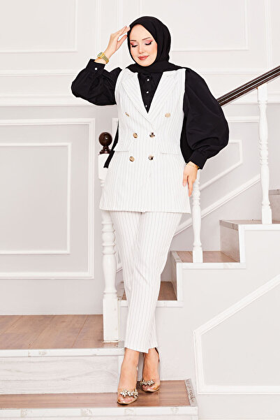 EBRUTESETTÜR Handkerchief Collar Striped Vest Trousers Double Set