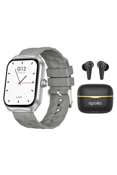 X.Cell Xcell G12 Smartwatch | HD Screen | Gray | & | Apollo 7 Earbuds