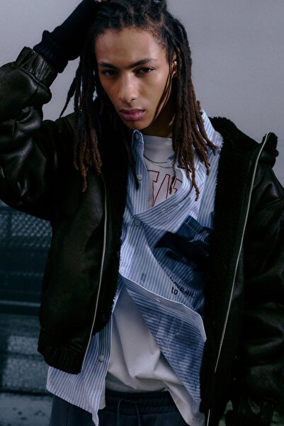 Pull & Bear Suni yünlü suni deri ceket