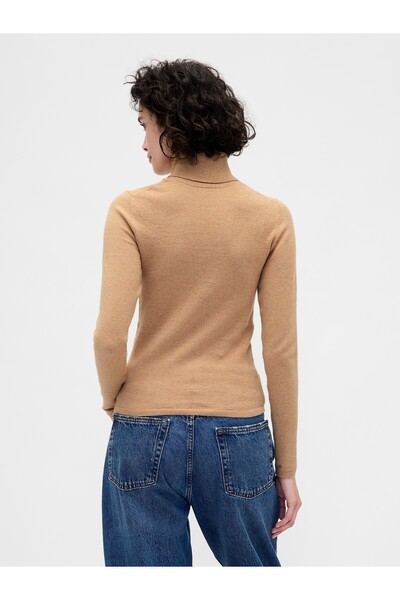 GAP Kadın Bej CashSoft Stretch Kayık Yaka Kazak