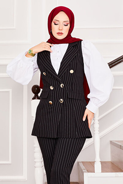 EBRUTESETTÜR Handkerchief Collar Striped Vest Trousers Double Set