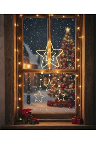 REDz Accessories Hanging LED Christmas Installation, "Star Design", Star Model, 90 cm, Yellow Light