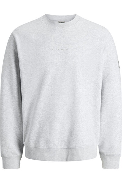 Jack & Jones Φούτερ JACK & JONES Point Badge Crew BF - 12285667-Λευκό Μελάντζ