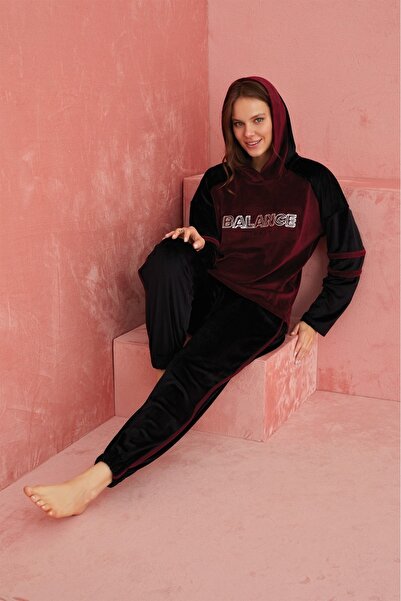 ELİTOL Kadife Balance Hooded Women's Home Set