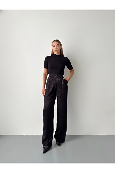 Somut istanbul Shiny Satin Leopard Patterned Palazzo Pants