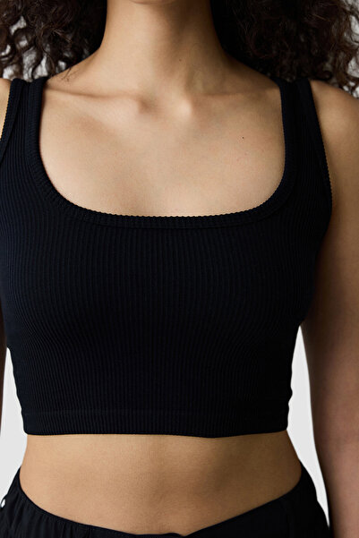 Penti Seamless Square Neck Black Crop Top