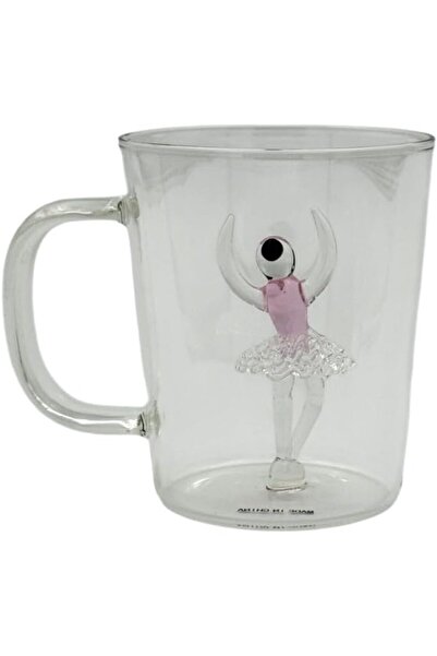 B&D banddtools Glass Mug with Ballet Dancer Sculpture, 400 ml, Single Wall, Clear