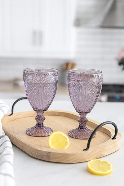 B&D Amethyst Vintage-Style Glass Cups - Set of 2