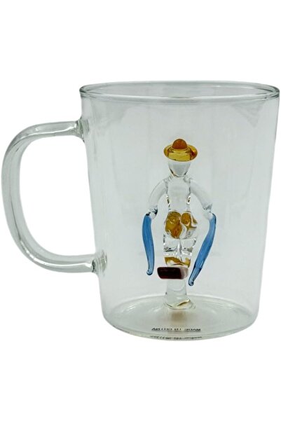 B&D Glass Cup with Decorative Carved Wave Design, 400 ml, Single-Wall (Not Microwave Safe)