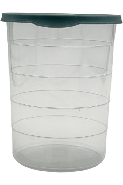 B&D Round storage container with transparent plastic and green lid, 1100 ml, 27 × 25 cm