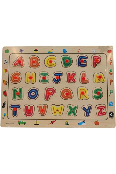 B&D B & D Wooden Alphabet Puzzle Board, Educational Toy for Ages 3-6, A-Z Letters with Handles, 28 Piece