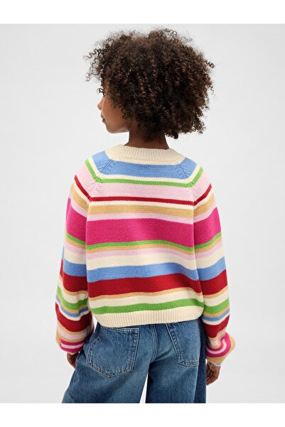 GAP Kız Çocuk Çok Renkli Relaxed Bisiklet Yaka Kazak