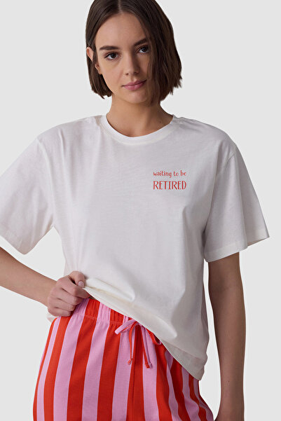 Penti Mercan Crew Neck Striped Cotton Short Sleeve Pyjama Set