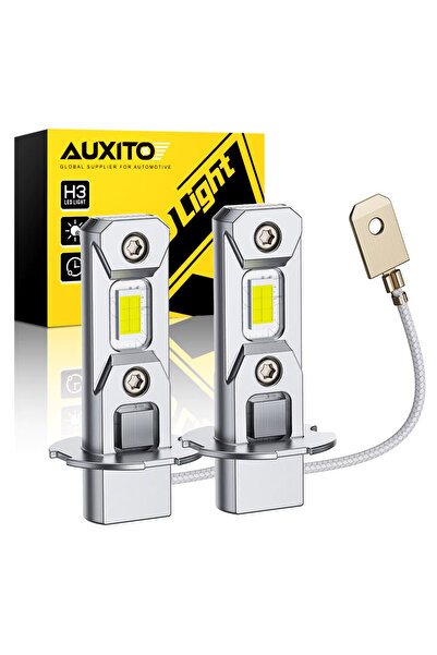 AUXITO Set de 2 becuri auto Auxito® H3 LED, alb rece 6500K - lumini de zi și ...