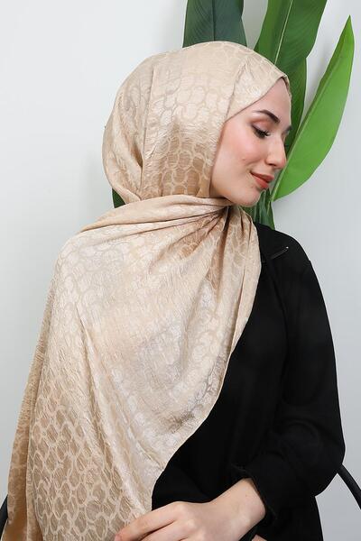 GİYZAMİLA Halka Aerobin Shawl Milk Coffee