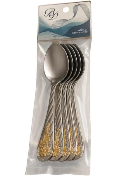 B&D Stainless Steel Dinner Spoons, Set of 6, Silver, Modern Style, 15 cm