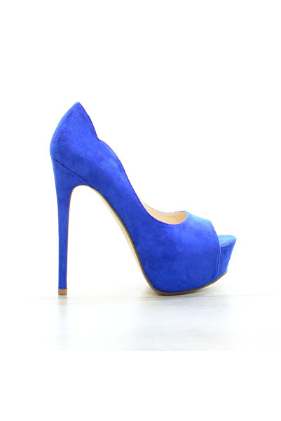 Elis Fashion Women's blue cutout platform shoes with 15 cm heel #4149