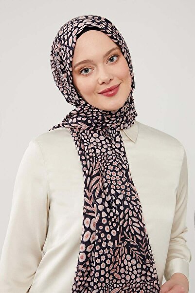 Levidor Lacivert Baskılı Desenli Cotton Şal