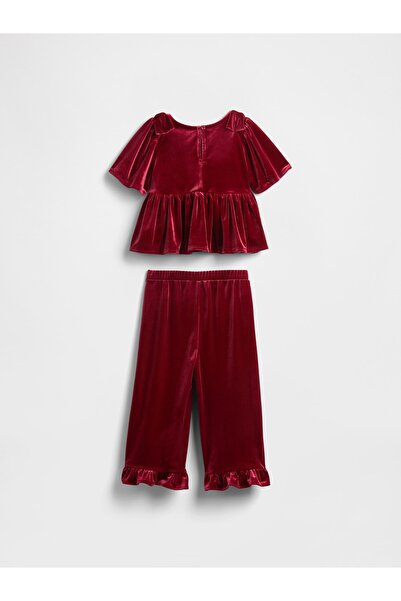GAP Kız Bebek Kırmızı Kadife Fırfırlı Outfit Set