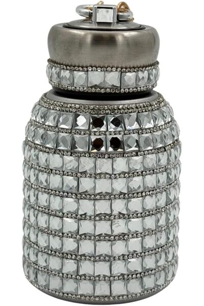 B&D Luxury Crystal Thermal Flask - 300ml Stainless Steel Insulated Bottle with Pearl Strap