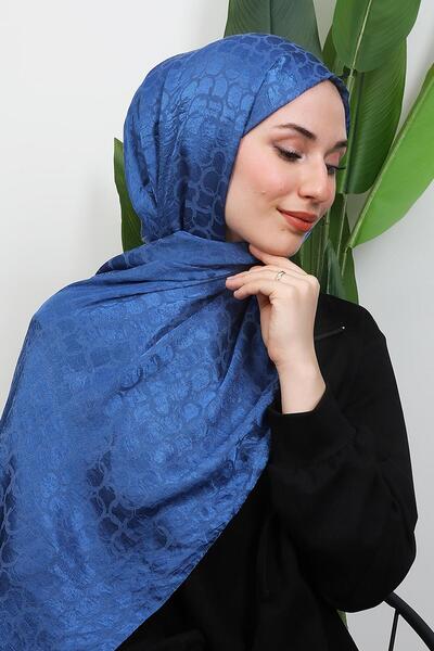 GİYZAMİLA Halka Aerobin Shawl Indigo