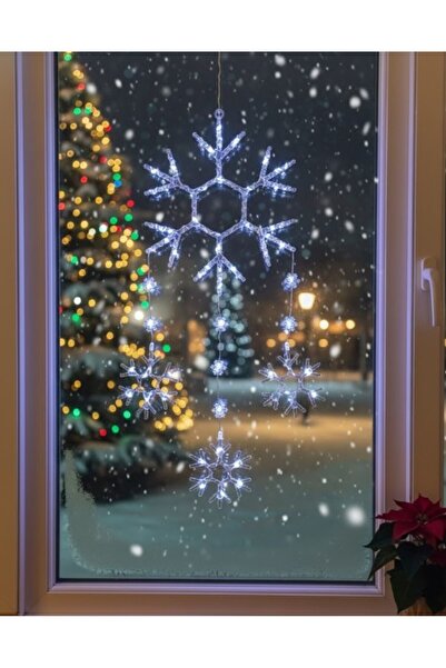 REDz Accessories LED Christmas hanging installation, "Snow Design", Snowflake Model, 90 cm, White Light