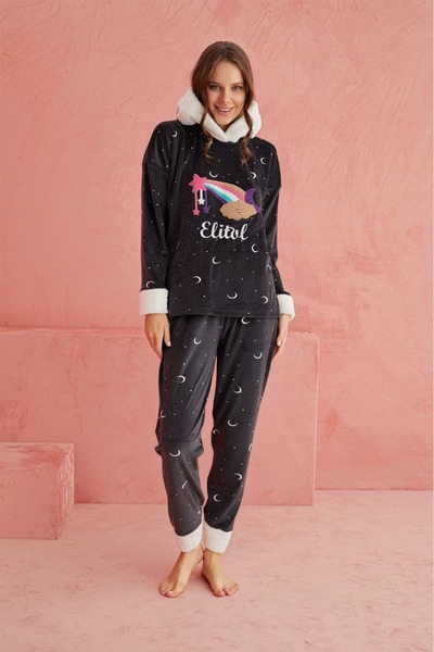 ELİTOL Velvet Rainbow Women's Pajama Set – Smoked