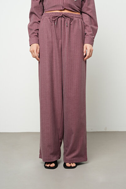 Orfeo Negro Women's Wide Leg Elastic Waist Striped Patterned Trousers