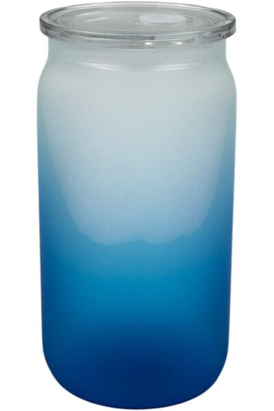 B&D banddtools Blue Gradient Glass Cup with Lid, 480 ml, Single Wall