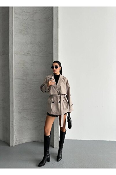 MODA Yeni Sezon Viral Omzu Düşük Taş Oversize Trençkot